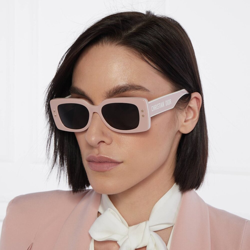 Dior Women Sunglasses Pink White Rectangle DIORPACIFIC S1U 40A0 NEW AUTHENTIC